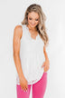 Cheers To Us V-Neck Lace Tank Top- Off White