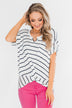 Love Has A Way Short Sleeve Dolman Top- Ivory & Navy