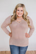 Comfy Knit Criss Cross Long Sleeve Top- Taupe