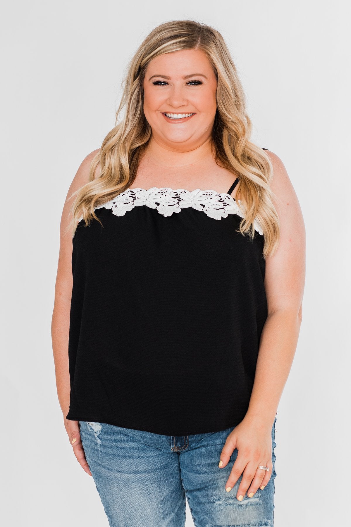 I Hold On Spaghetti Strap Tank Top- Black