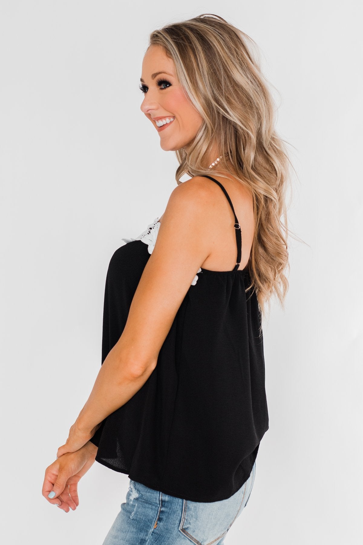 I Hold On Spaghetti Strap Tank Top- Black