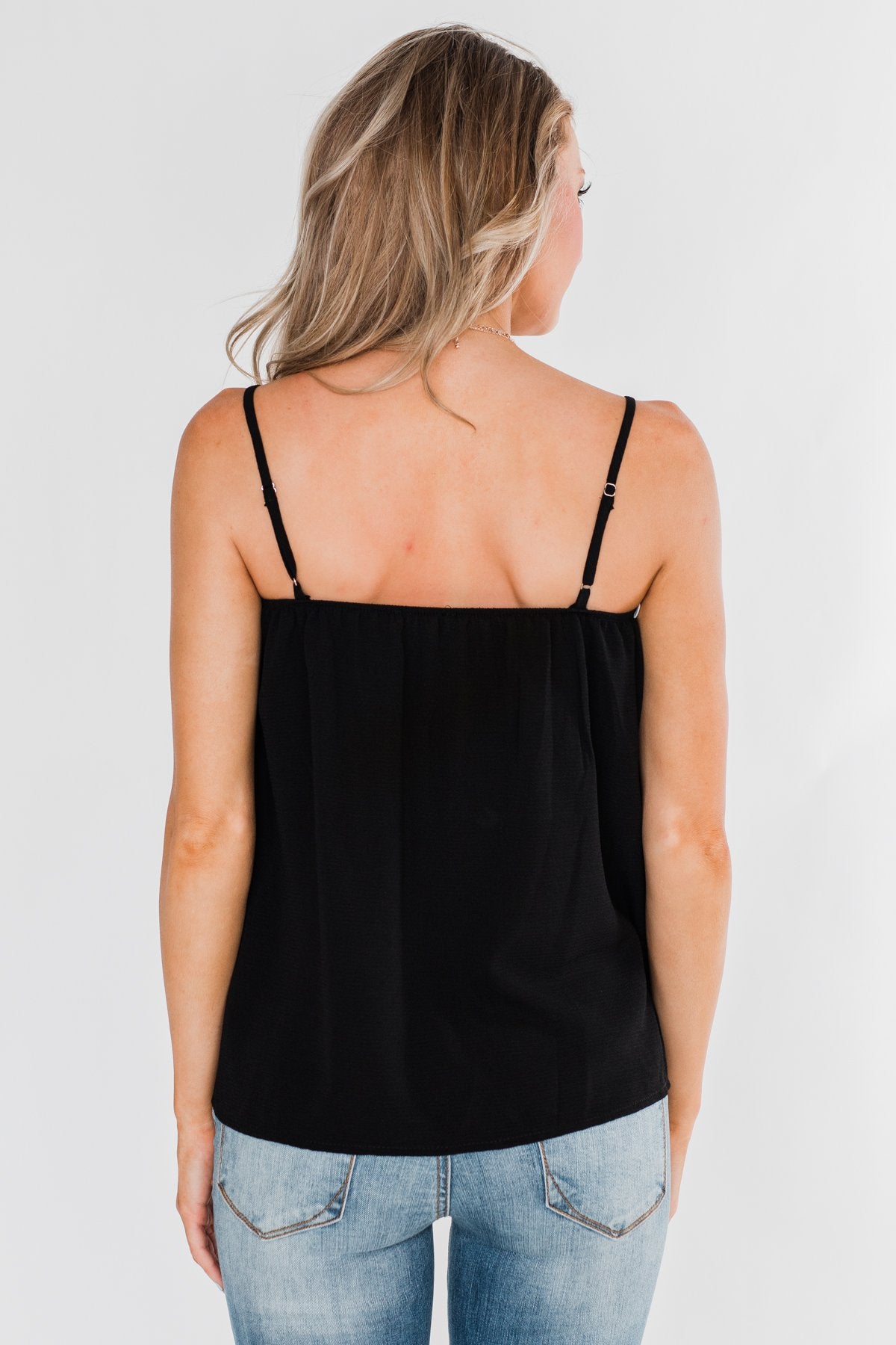 I Hold On Spaghetti Strap Tank Top- Black