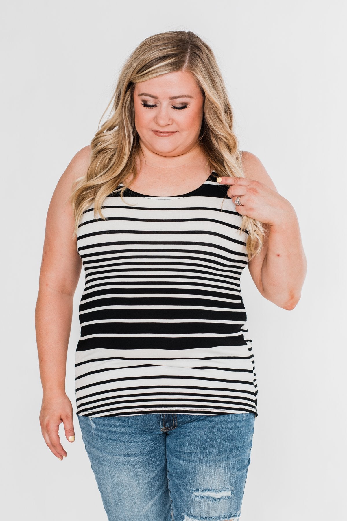Falling For You Striped Bow Tank Top- Black & Neon Pink