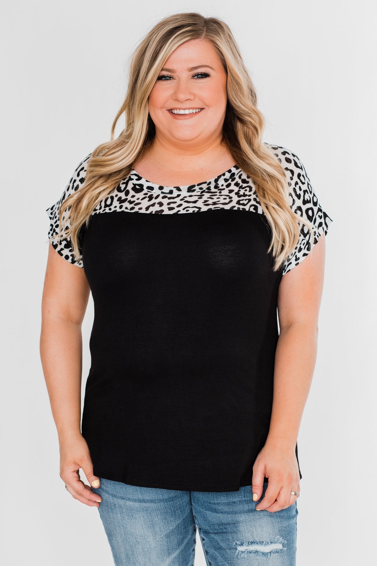 I Need a Good Time Leopard Top- Black