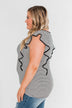 All The Good Things Striped Ruffle Top- Black & Ivory