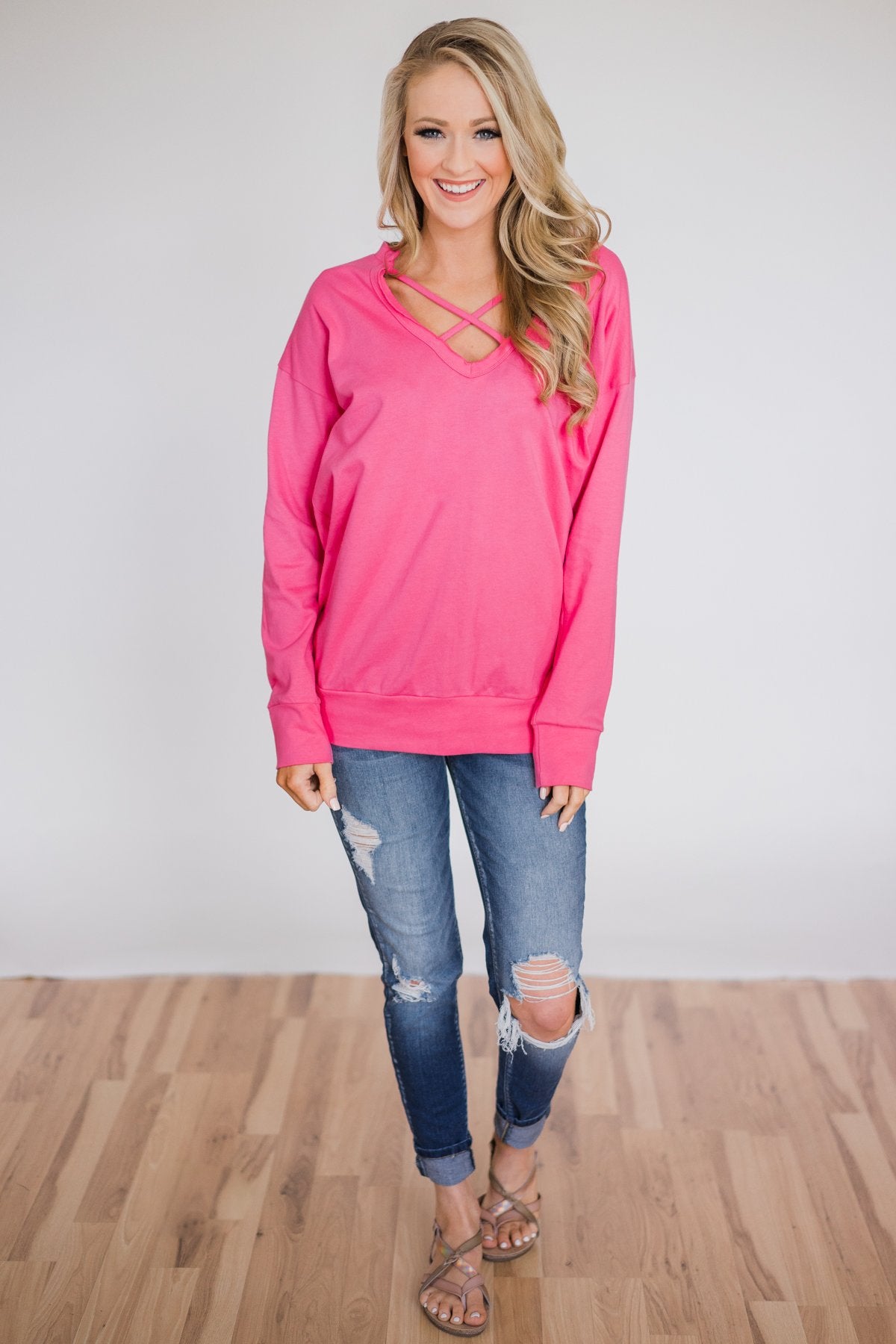 Color Pop Sweatshirt- Bright Pink