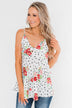 Now And Forever Polka Dot Floral Tank- Off White