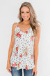 Now And Forever Polka Dot Floral Tank- Off White