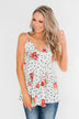 Now And Forever Polka Dot Floral Tank- Off White