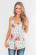 Now And Forever Polka Dot Floral Tank- Off White