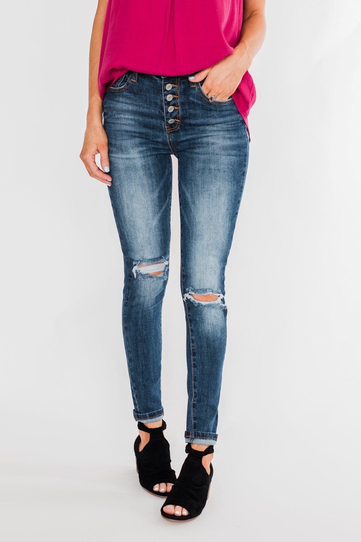 C'est Toi Distressed Skinny Jeans- Bridget Wash