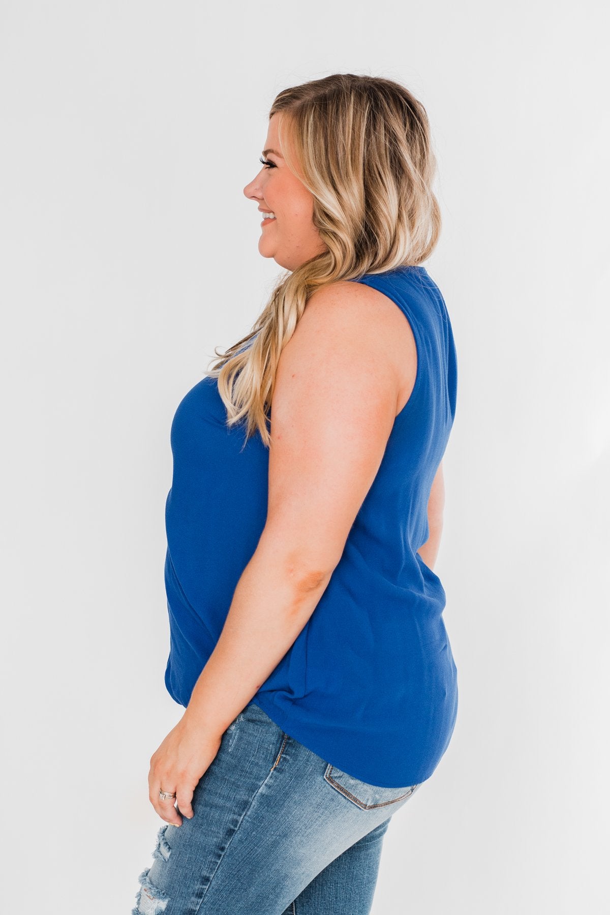 Close To Me Criss Cross Tank Top- Royal Blue