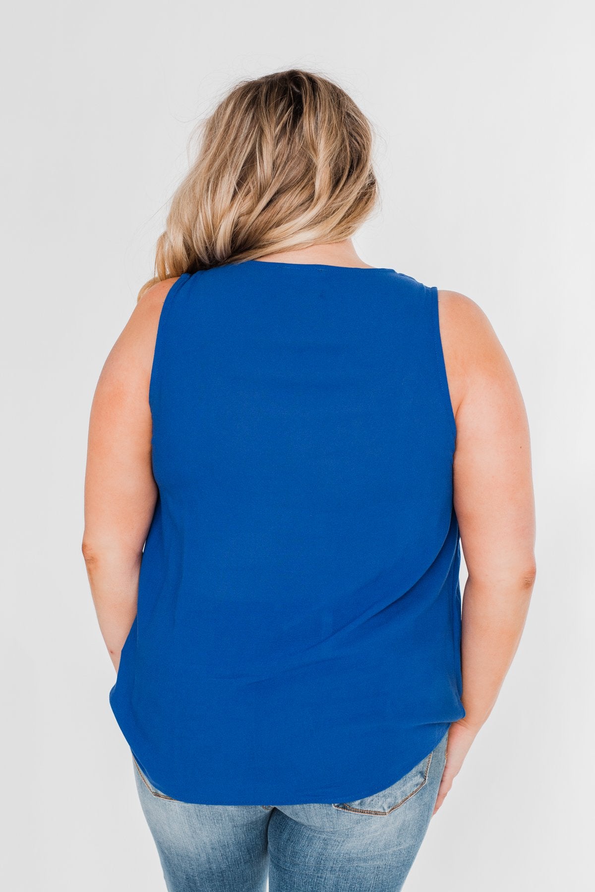 Close To Me Criss Cross Tank Top- Royal Blue