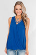 Close To Me Criss Cross Tank Top- Royal Blue