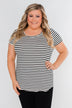Lift Me Up Short Sleeve Striped Top- Black & Ivory
