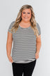Lift Me Up Short Sleeve Striped Top- Black & Ivory