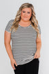 Lift Me Up Short Sleeve Striped Top- Black & Ivory