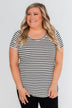 Lift Me Up Short Sleeve Striped Top- Black & Ivory