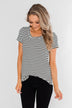 Lift Me Up Short Sleeve Striped Top- Black & Ivory