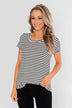Lift Me Up Short Sleeve Striped Top- Black & Ivory