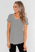 Lift Me Up Short Sleeve Striped Top- Black & Ivory