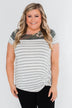 Short Sleeve Camo & Striped Knot Top- Ivory