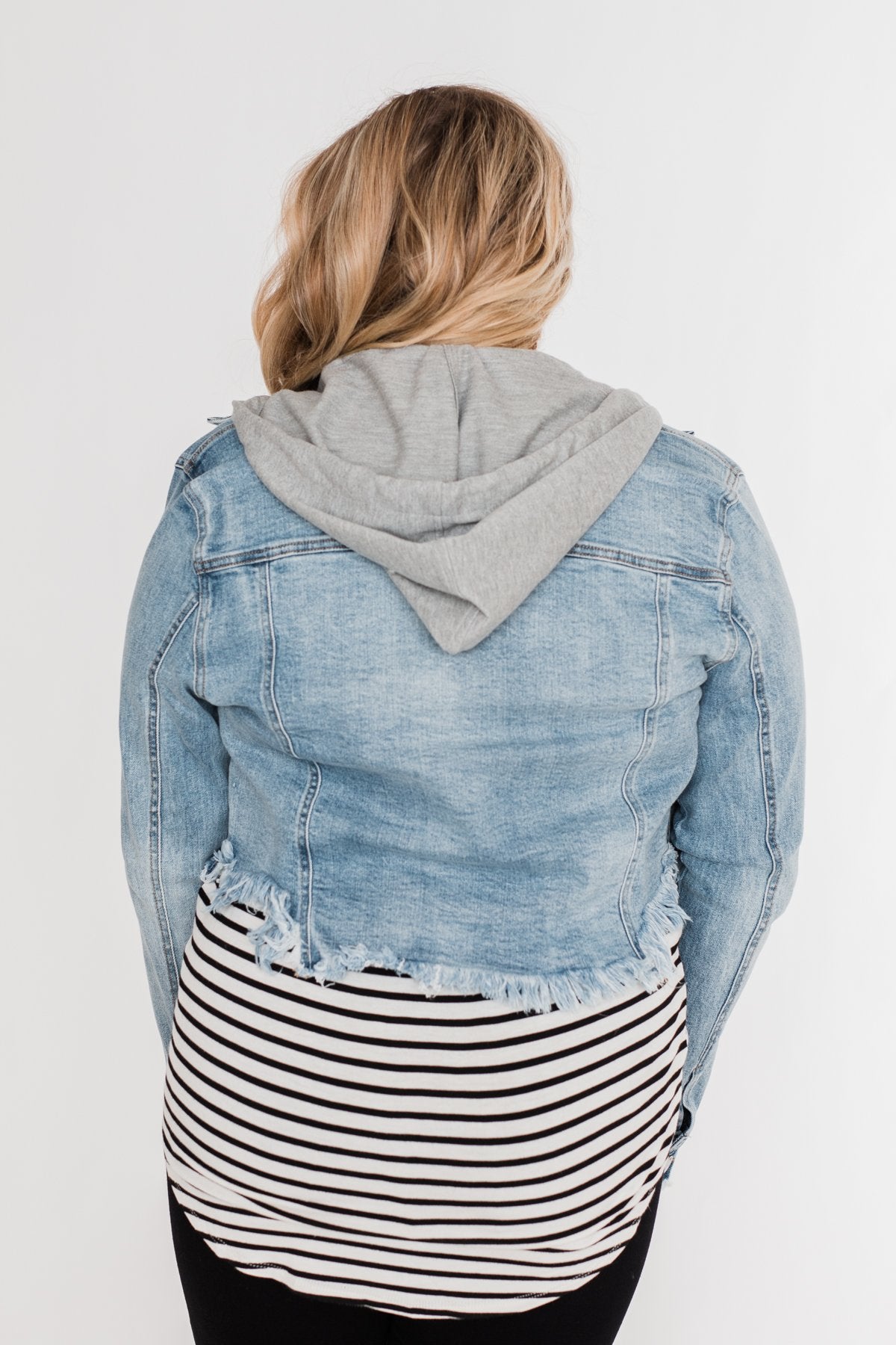 C'est Toi Frayed Hem Denim Jacket- Light Wash