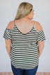 Right on Time Striped Cold Shoulder Top- Olive