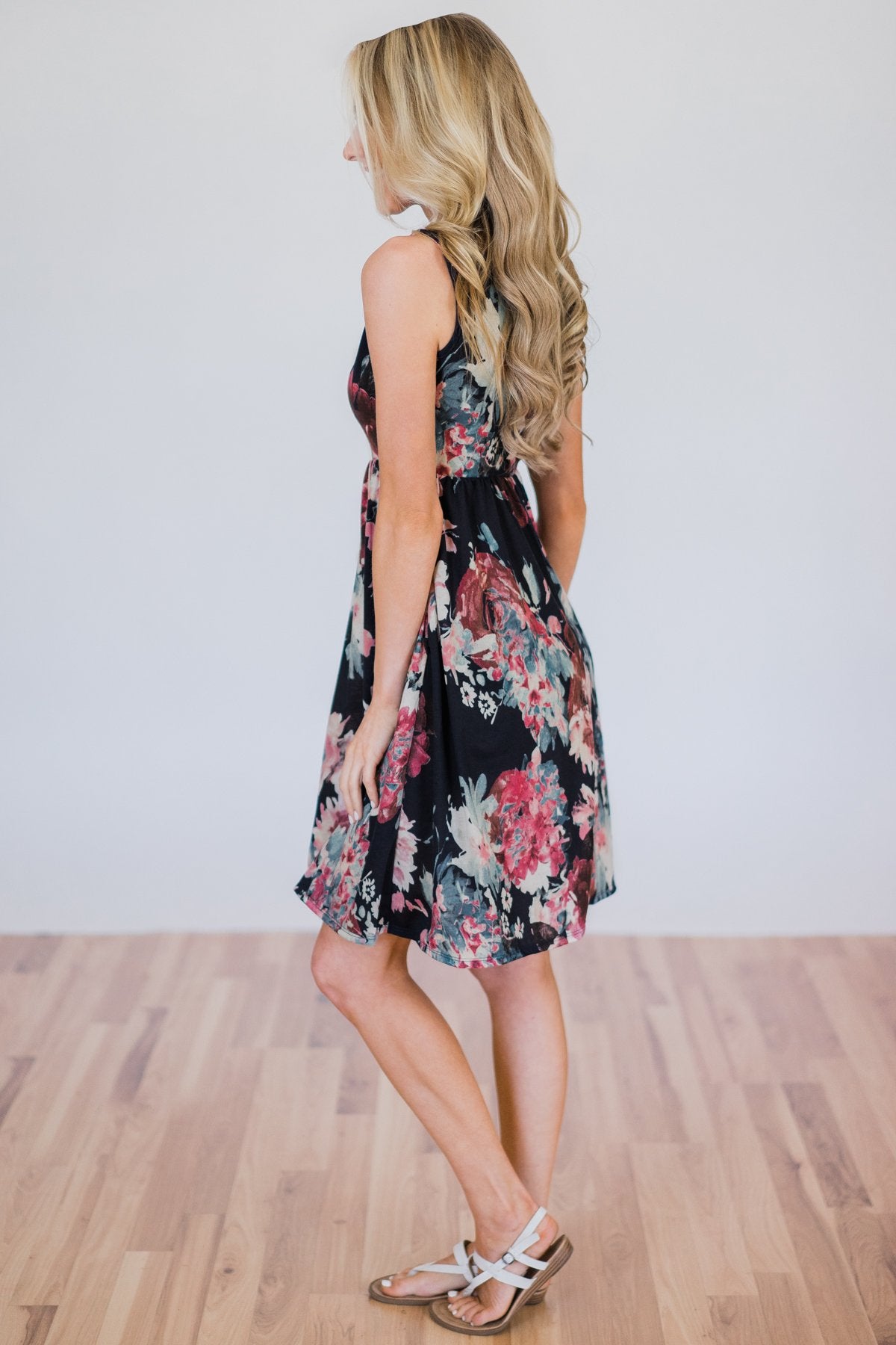 What I Like About You Floral Dress- Navy