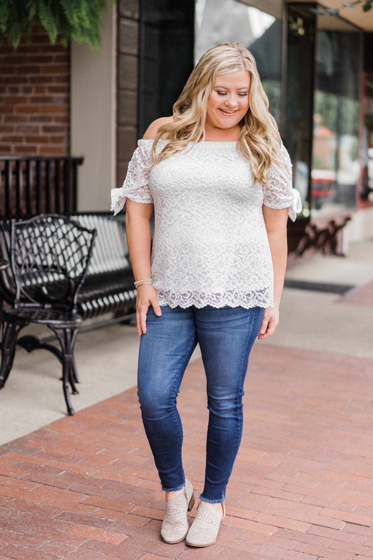 Lucky Charm Lace Off The Shoulder Top  - Ivory
