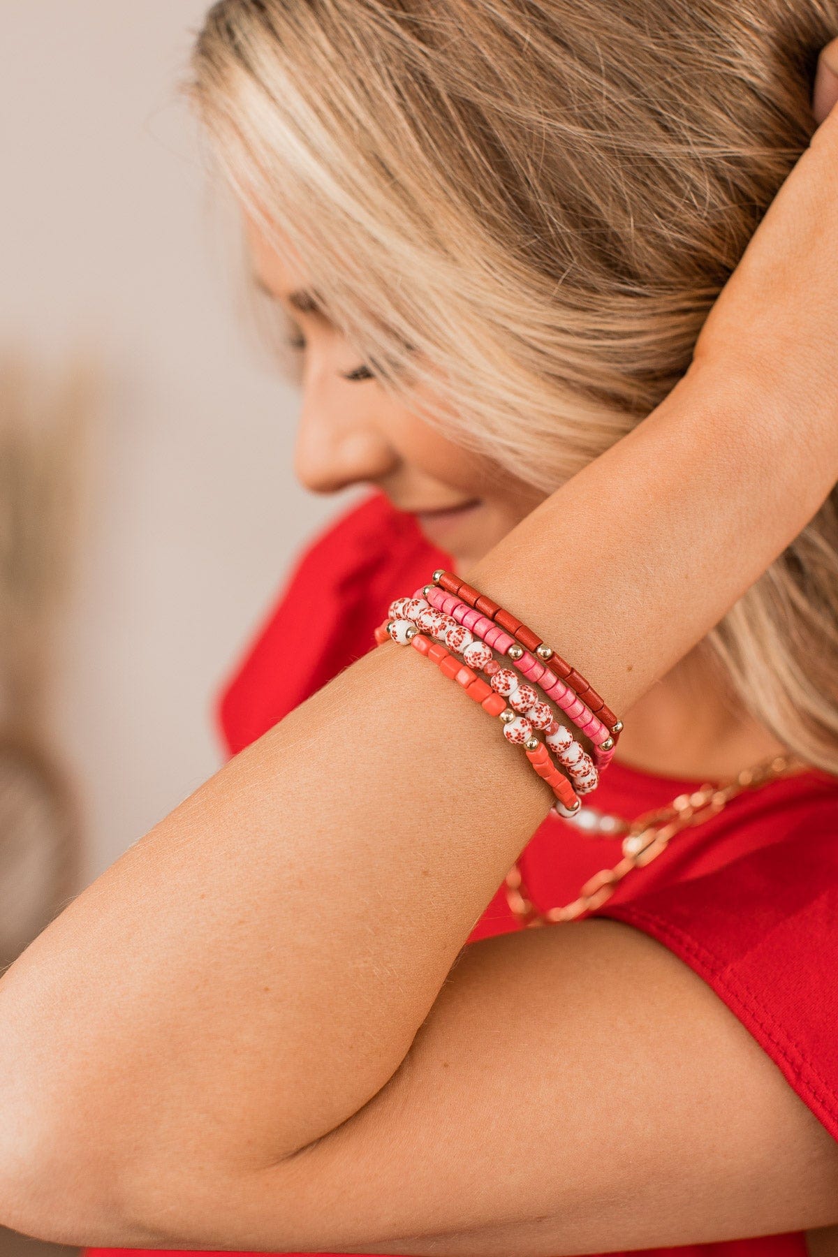 Growing Potential Beaded Bracelet Set- Pink