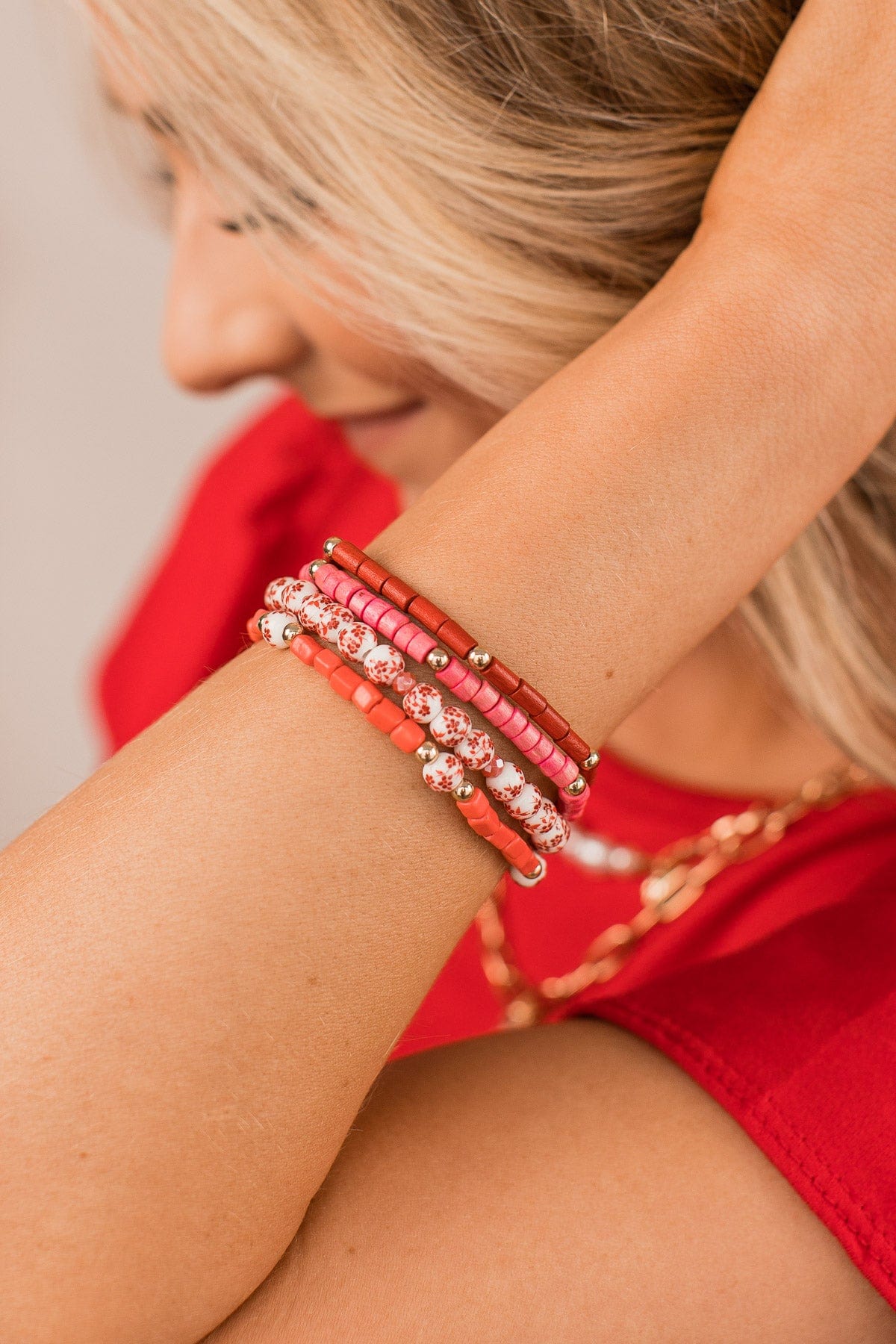 Growing Potential Beaded Bracelet Set- Pink