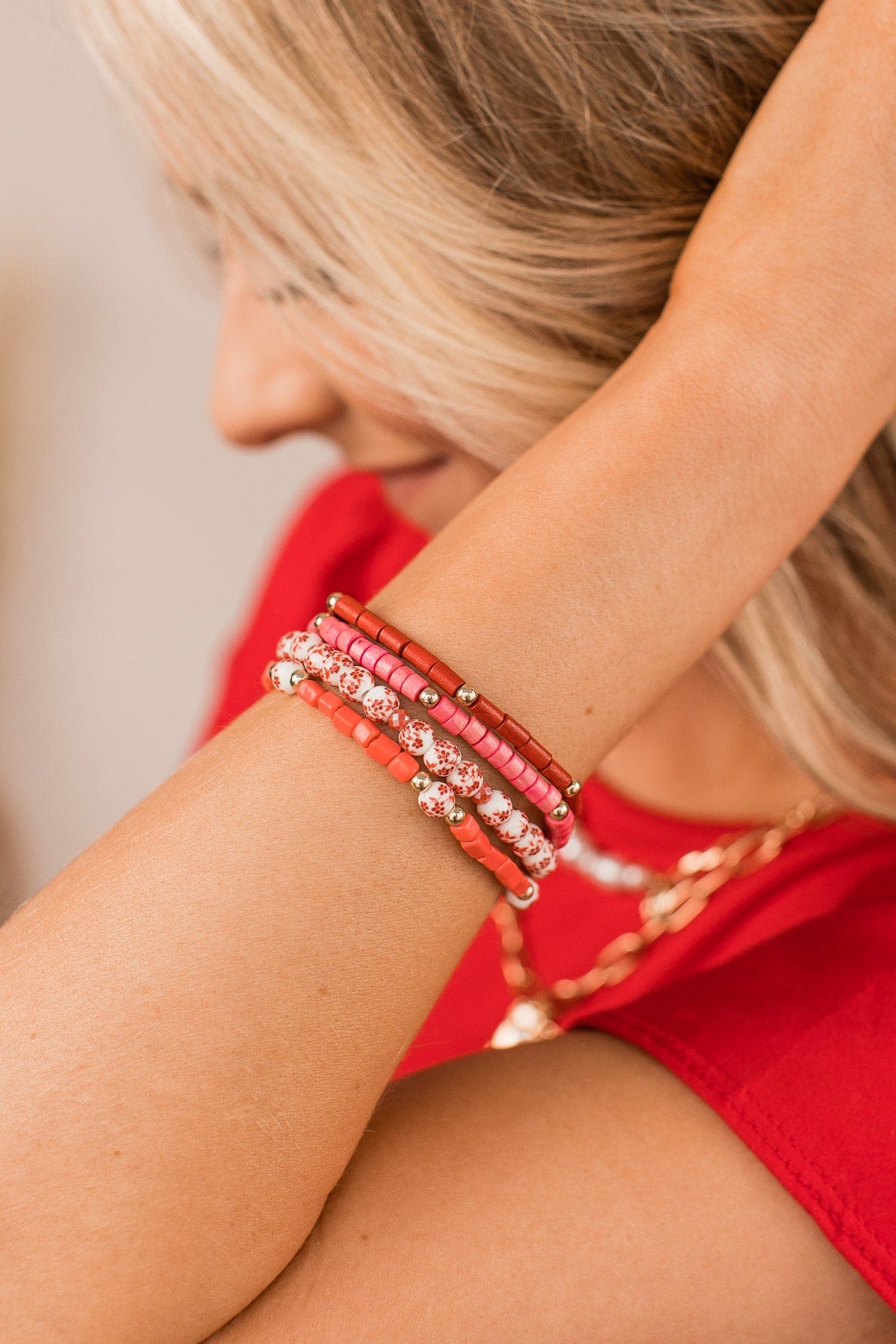 Growing Potential Beaded Bracelet Set- Pink
