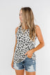 Be Fearless Leopard Tank Top- Off White