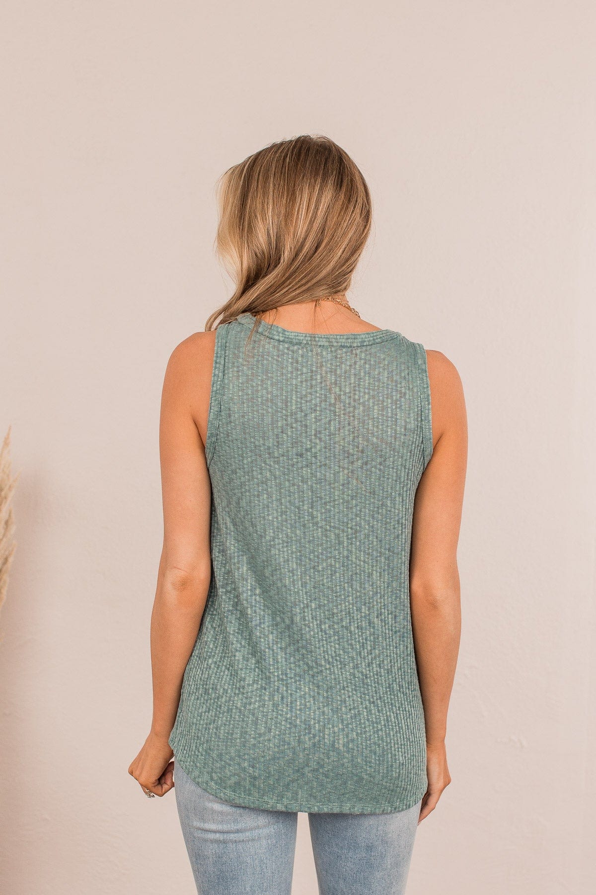 A Day To Remember V-Neck Tank Top- Sage
