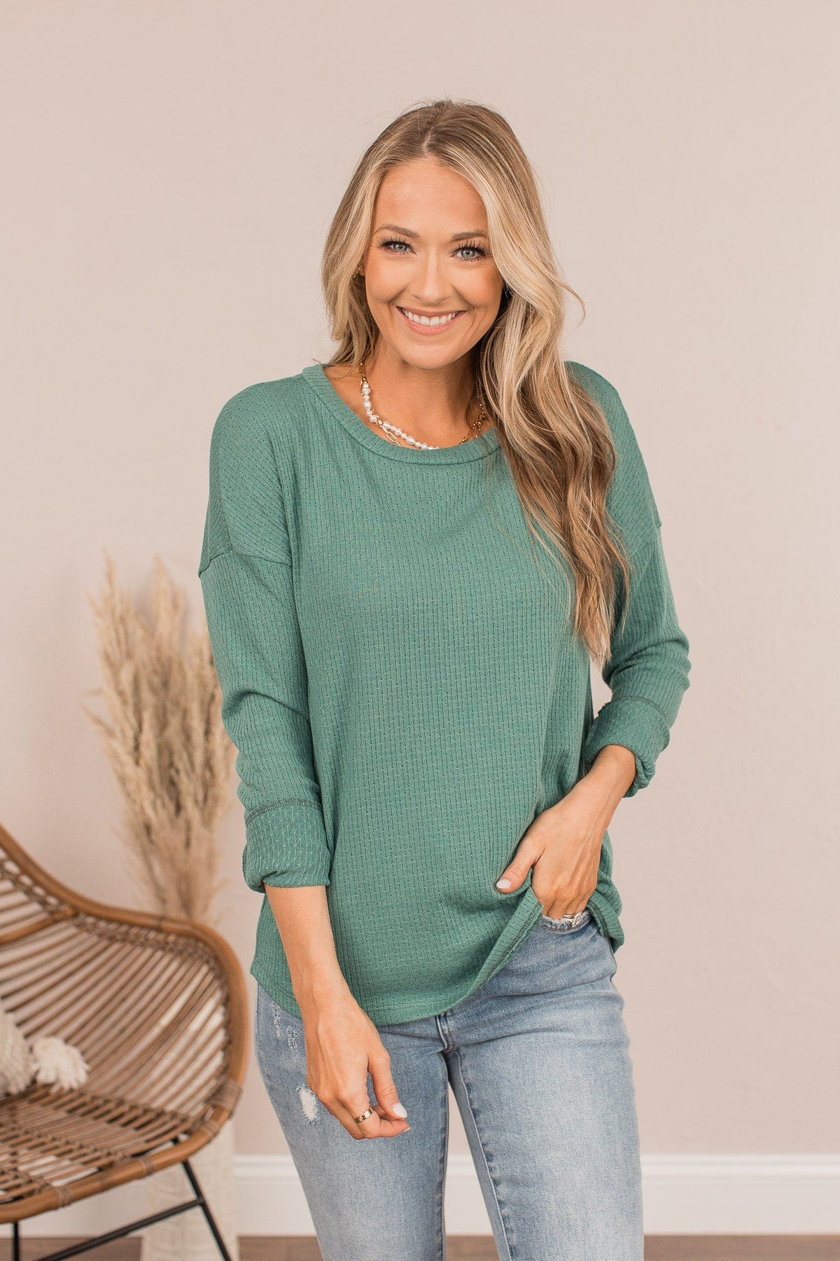Light The Spark Long Sleeve Top- Green