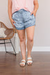 Thread & Supply Speak Truths Acid Wash Shorts- Denim