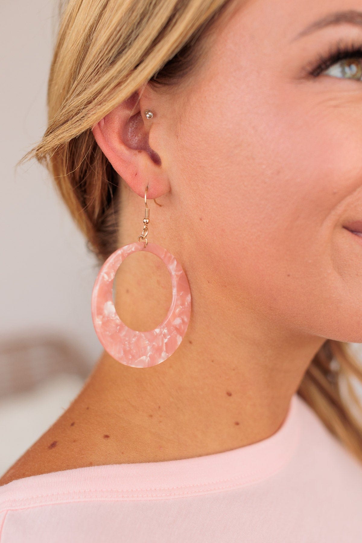 World Of Our Own Dangle Earrings- Pink