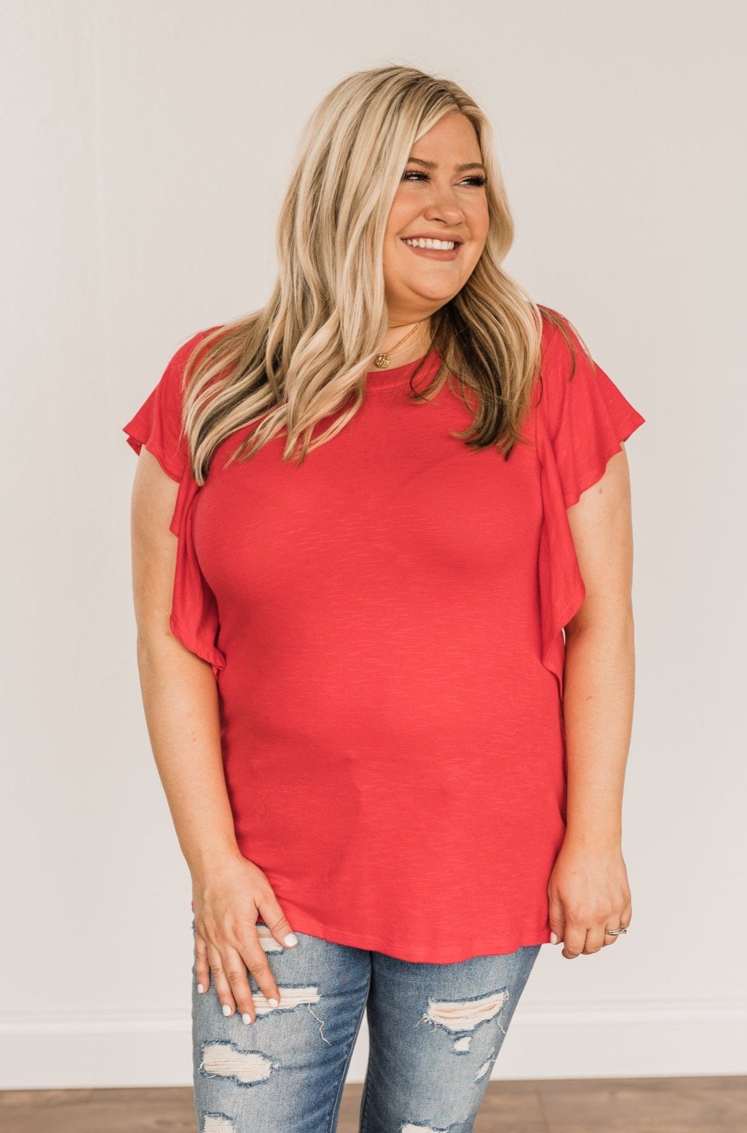 Gorgeous & Graceful Ruffle Top- Dark Coral