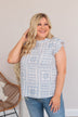 Classic Soul Patterned Blouse- Ivory & Blue