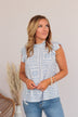 Classic Soul Patterned Blouse- Ivory & Blue