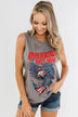 "American Made" Distressed Graphic Tank Top- Charcoal