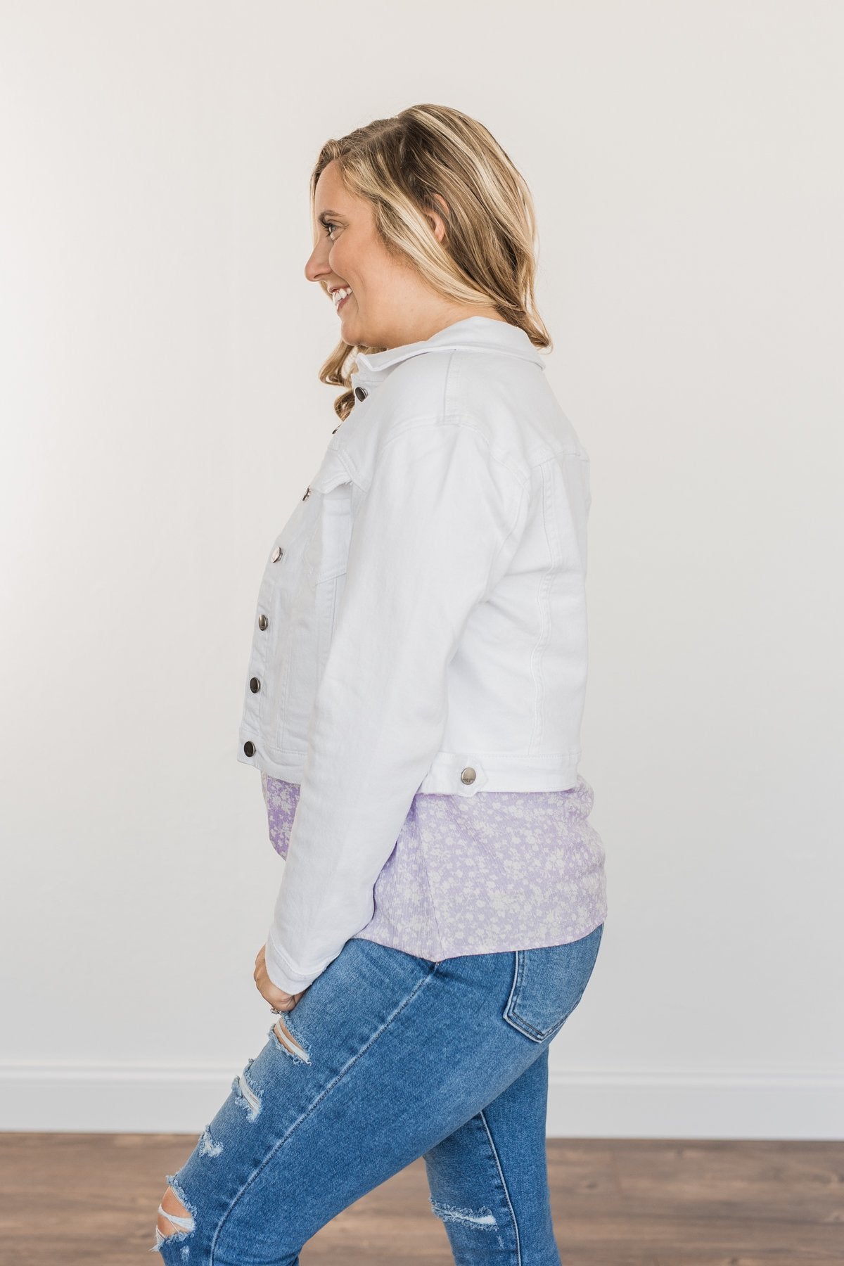 Life's A Journey Cropped Denim Jacket- White