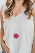 Circle Beaded Necklace- Dusty Fuchsia