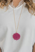 Circle Beaded Necklace- Dusty Fuchsia