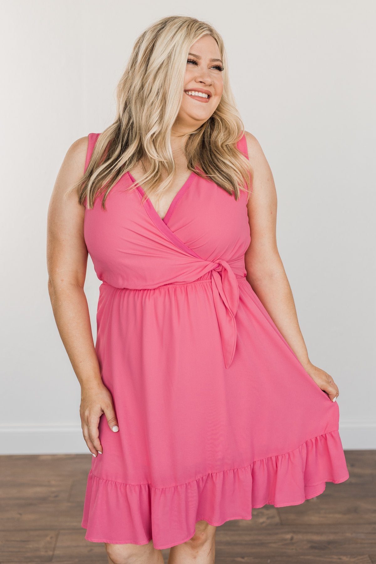 Living My Best Life Wrap Sleeveless Dress- Berry