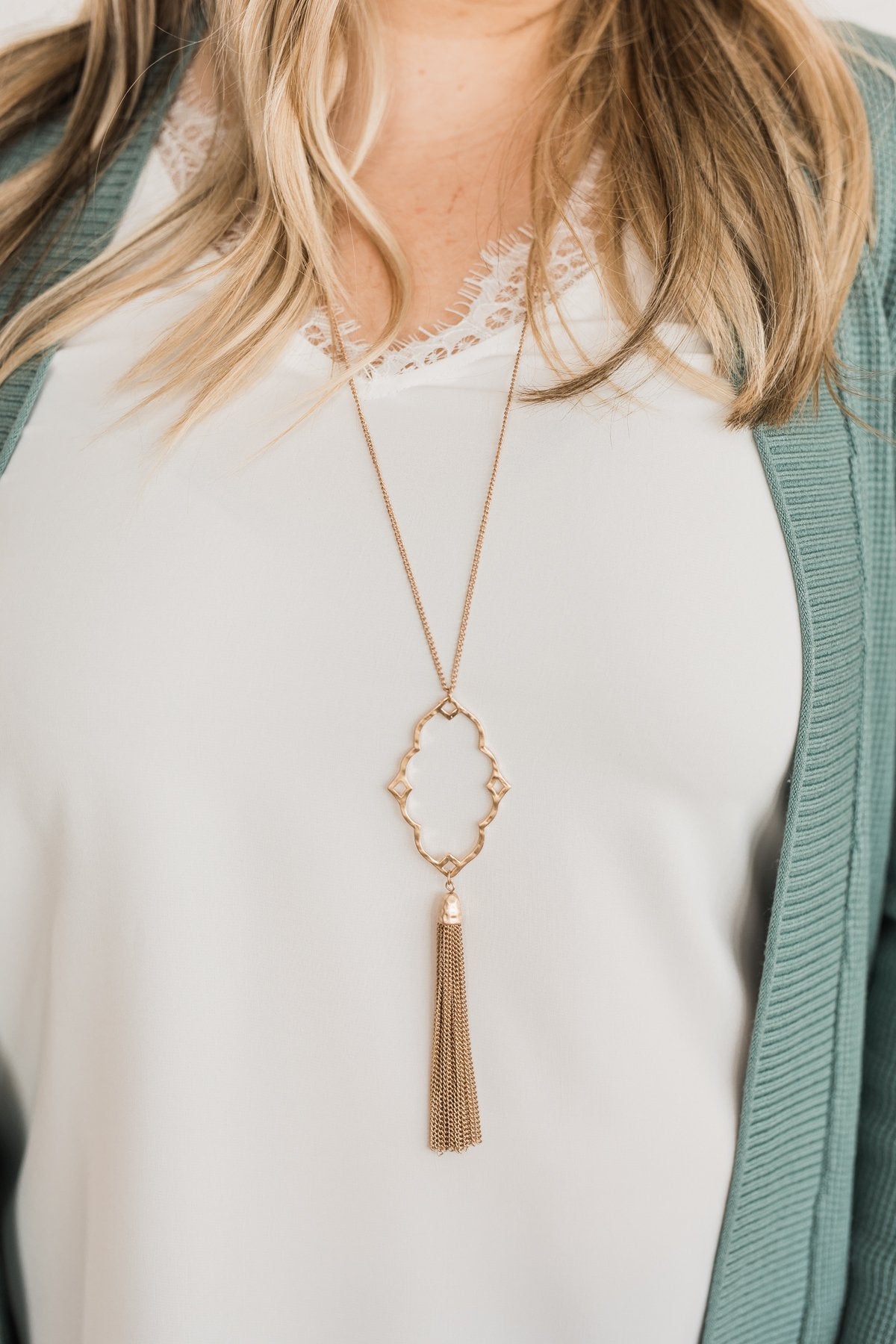 Pendant Chain Tassel Necklace- Gold