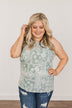 Simply Happy Geometric Print Tank Top- Dusty Teal