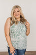 Simply Happy Geometric Print Tank Top- Dusty Teal
