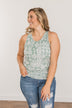 Simply Happy Geometric Print Tank Top- Dusty Teal